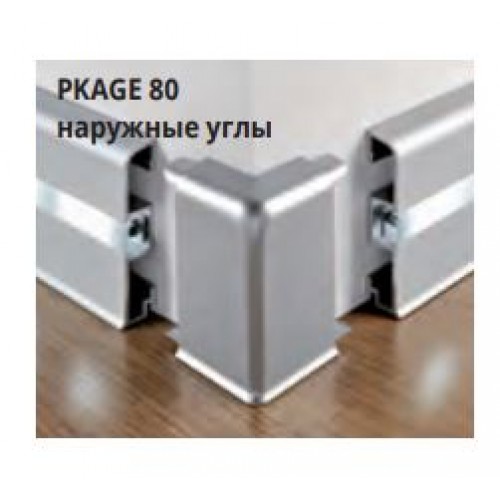 Наружный угол для плинтуса с LED подсветкой PKAGE 80 - PROSKIRTING LED, Progress profiles, АНОДИРОВАННОЕ СЕРЕБРО